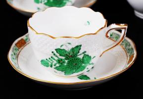 Herendi Apponyi mintás két személyes mokkás készlet, kézzel festett, jelzett, hibátlan