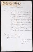 1861 Győr, Kérelem letelepedési engedélyért illetékbélyegekkel.