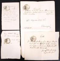 1862 Győr, Számla, árjegyzék, nyugta magyar és német nyelven illetékbélyegekkel (4db).