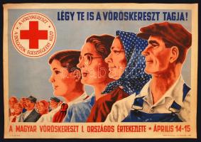 cca 1950 Vöröskereszt plakát / cca 1950 Red Cross poster 60x90 cm