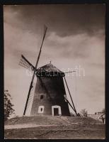 cca 1930 Kerny István (1879-1963): Szentesi szélmalom az orosházi országút mentén. Vintage fotó, hátoldalán szerzői pecséttel jelzett, feliratozott, 22x17cm