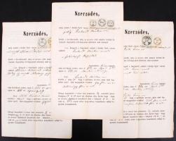 1862 Győr, Szerződések Győr város részéről földterület bérbeadásáról illetékbélyegekkel (3 db).
