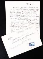1927 Kóbor Tamás újságíró saját kézzel írt levele, lányának Kóbor Noémi írónak Svájcba. 4 beírt oldal