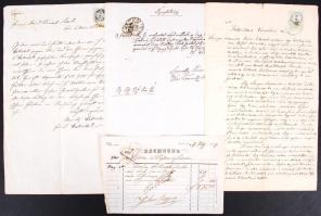 1859-1863 Győr, Számla, nyugta, adásvétellel kapcsolatos iratok, 4 db.