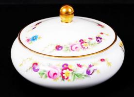 Rosenthal virágos bonbonier, matricás, jelzett, hibátlan, m:9 cm, d:13 cm