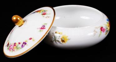Rosenthal virágos bonbonier, matricás, jelzett, hibátlan, m:9 cm, d:13 cm