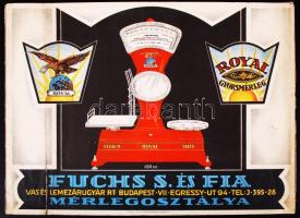 cca 1930 Fuchs S. és fia mérleg gyár képes katalógus. Sorszámozott 493 /3000. 16p. /  cca 1930 Illustrated scales catalogue