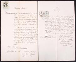 1861-1866 Győr, Városi tanácshoz intézett kérelmek, üzleti engedélyért, letelepedési kérelem, nyugta, 3 db.