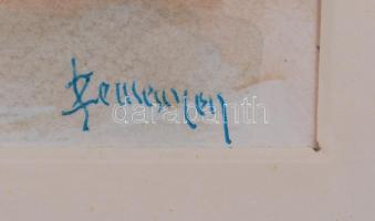 Szemenyey Ferenc (1894-1990): Erdő részlet. Akvarell, papír, jelzés nélkül, üvegezett keretben, 28×3...