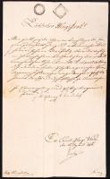 1816 Győr városi tanácsnak szóló okirat levélként feladva, kontrollszignettával.