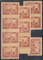 Mezőtúr városi okmánybélyeg (3 oldalon fogazatlan) + pár, hármas és négyescsík utóbbiak 2 oldalon fogazatlanok