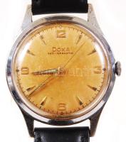 cca 1940 Doxa Antomagnetic mechanikus karóra feket bőr szíjjal / Doxa Swiss watch