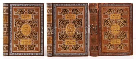 Mikszáth Kálmán munkái: 3 kötet: Pipacsok a búzában., Urak és Parasztok, Az én kortársaim II. Bp., 1894-1908. Révai Testvérek kiadása Kiadói, díszes, festett, dúsan aranyozott, egészvászon kötésben, A kötés Gottermayer Nándor műhelyében készült egyik kissé kopott, a másik kettő szép állapotban