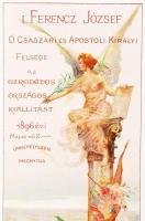 1896 Belépő az ezredéves országos kiállítás megnyitójára. Basch Árpád illusztrációjával / 
1896 Tick...