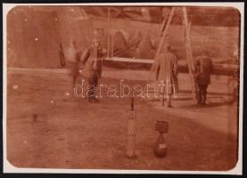 cca 1916 3 db első világháborús fotó, közte repülőgép indítása / cca 1916 World War I. 3 photos, one...