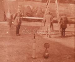 cca 1916 3 db első világháborús fotó, közte repülőgép indítása / cca 1916 World War I. 3 photos, one...