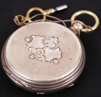 cca 1880 Francia, kulcsos ezüst zsebóra kulccsal. Működik. / cca 1880 French silver pocket watch wit...