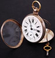 cca 1880 Francia, kulcsos ezüst zsebóra kulccsal. Működik. / cca 1880 French silver pocket watch wit...