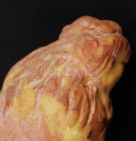 Kovács Margit (1902-1977): Kislány virággal. Festett kerámia, jelzett, copfján apró lepattanás / Gir...