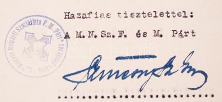 cca 1940 Magyar Nemzetiszocialista F. M. párt nyilaskeresztes jelvény, kapcsolódó okmánnyal / cca 19...