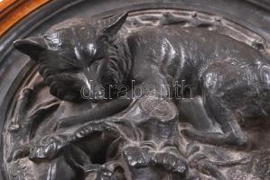 1889 A párizsi világkiállításra készült öntöttvas asztali dísz fa keretben / 1889 Paris Expo cast ir...