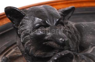 1889 A párizsi világkiállításra készült öntöttvas asztali dísz fa keretben / 1889 Paris Expo cast ir...