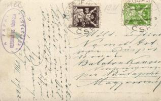 Dunaújfalu, Dunaörs; Darányi Ignác által küldött fotólap, a képen Choisy és Claparéde; háttérben a H...