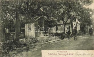 Savanyúkút, Sauerbrunn; fürdőépület, csendőrök / spa, gendarms