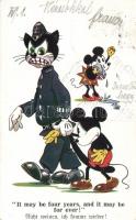 'It may be four years and may be for ever' Mickey mouse, Disney postcard