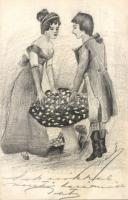 Hand drawn romantic postcard, mushroom