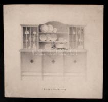 Györgyi Dénes (1886-1961): Ebédlőszekrény terve. Ceruza, papír. Hátoldalán pecséttel jelzett 30x28 cm