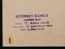 Györgyi Dénes (1886-1961): Ebédlőszekrény terve. Ceruza, papír. Hátoldalán pecséttel jelzett 30x28 c...