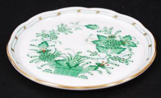 Herendi indiai kosár mintás kis tálka, kézzel festett, jelzett, hibátlan, d:10 cm