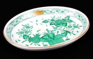 Herendi indiai kosár mintás óvális tálka, kézzel festett, jelzett, hibátlan, d:10 cm