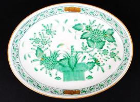 Herendi indiai kosár mintás óvális tálka, kézzel festett, jelzett, hibátlan, d:10 cm