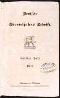 Deutsche Vierteljahrs Schrift I-II. Stuttgart/Tübingen, 1839, Cotta'schen Buchhandlung. Egészvászon kötés, jó állapotban.
