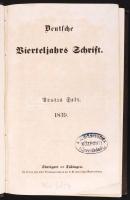 Deutsche Vierteljahrs Schrift I-II. Stuttgart/Tübingen, 1839, Cotta'schen Buchhandlung. Egészvá...