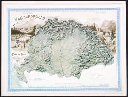 Magyarország hegyrajzi és vízrajzi térképe 1899, szerkesztette és kiadja Pokorny Tódor, modern kiadás, 22x17 cm.