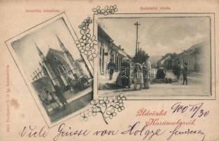 Karánsebes, izraelita templom, Radetzky utca; Perlfraser H. és fia kiadása / synagogue, floral (EK)