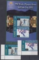 Winter Olympics Salt Lake City corner stamps + block, Téli Olimpia Salt Lake City ívsarki + blokk