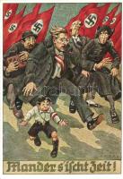 'Mander s'ischt Zeit!' Judaica, NS propaganda, So. Stpl s: F. Köck