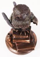 Veronese jelzéssel, könyveken ülő bagoly, festett műgyanta?, hibátlan, m:22 cm