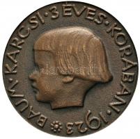 Reményi József (1887-1977) 1923. "Baum Karcsi" Br emlékérem. "BAUM. KARCSI. 3 ÉVES. K...