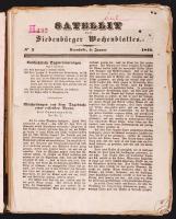 1846 Kronstadt, &quot;Satellit&quot; Siebenbürger Wochenblattes. 2-104. szám, 101 db, hiányzik az 1., 29., 34. szám. Bőr kötésű, fém kapcsos könyvbe kötve.