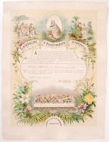 1921 "Emlékezés a konfirmáció ünnepére" színes nyomat, 31×24 cm