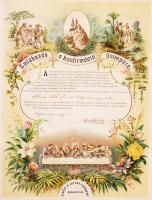 1921 "Emlékezés a konfirmáció ünnepére" színes nyomat, 31×24 cm