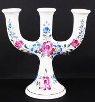 Három ágú gyertyatartó, jelzett, kézzel festett, hibátlan,  m:22 cm
