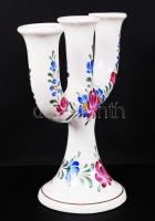 Három ágú gyertyatartó, jelzett, kézzel festett, hibátlan,  m:22 cm