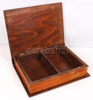 Kártyadoboz, festett kártya lapokkal a tetején, fa, 17×12 cm