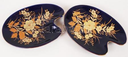 2 db virágmintás japán porcelán csésze tányérral, 24 karátos arany díszítéssel, jelzett